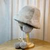 Women's Winter Plush Fisherman Hat with Ball Strap New Face Showing Small Ear Protection Hat Thickened Cold Proof and Warm Hat