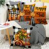Autumn New Pumpkin Letter Linen Waist Cushion Cover Sofa Decoration Thanksgiving Bedroom Pillow Cover