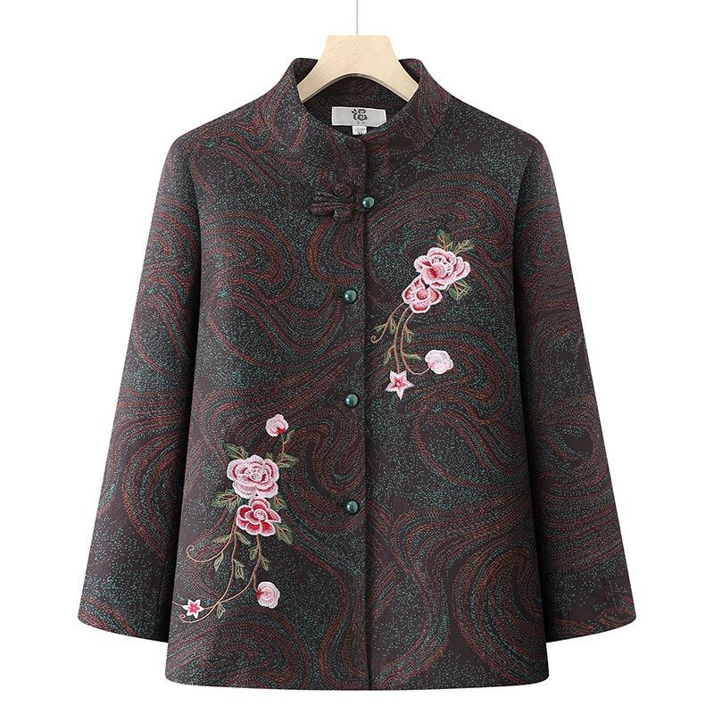 

Autumn and winter embroidered fleece thickened thermal top winter wife coat 6XL (155-85kg recommended)