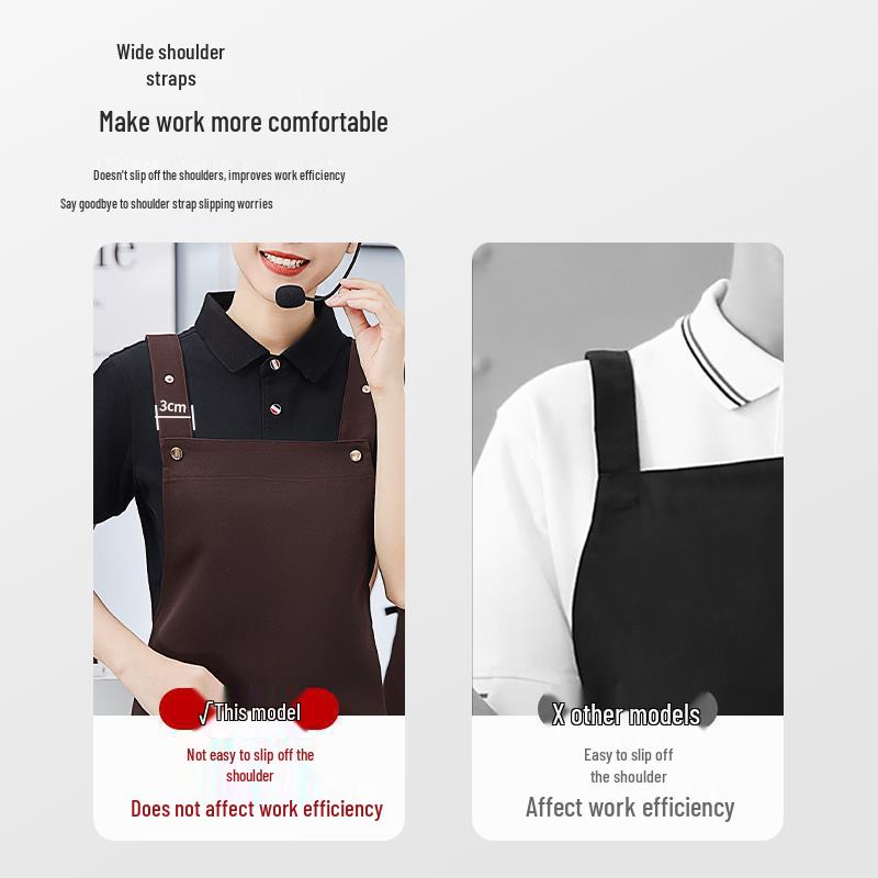 Waterproof Catering Apron Set: Logo-Print Apron, Oil-Proof Sleeves, Hat for Milk Tea and Coffee