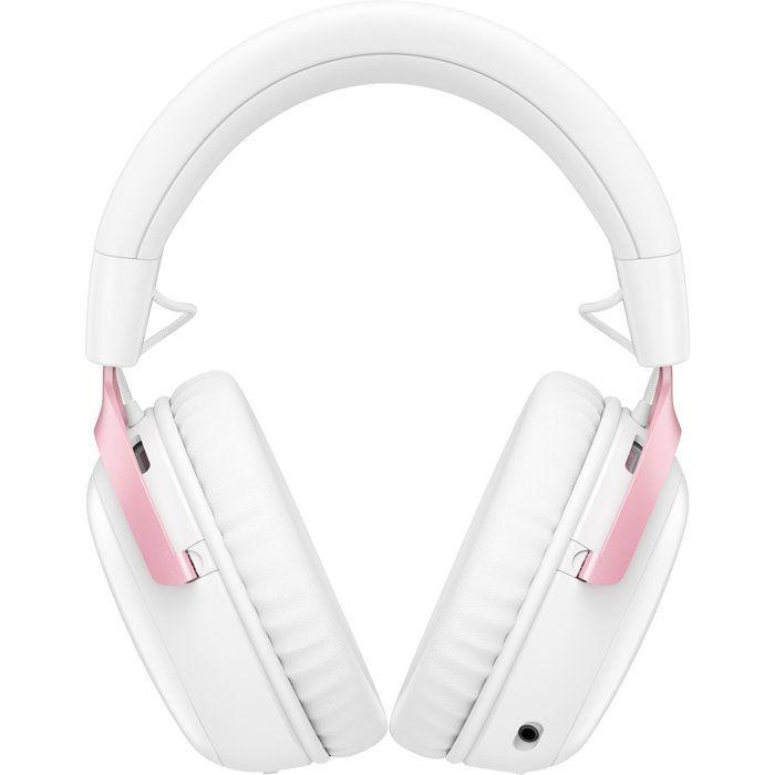 Casque Gamer Sans Fil HyperX Cloud III S Wireless blanc &amp; rose pour PC Mac PS5 mobiles Switch avec adaptateur USB-C et câble USB
