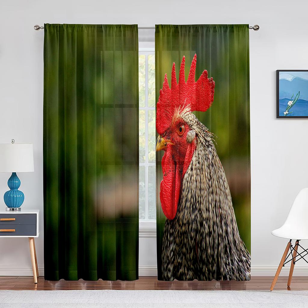 Cute Chick On The Grass Chiffon Sheer Curtains for Living Room Bedroom Home Decoration Animal Transparent Voiles Tulle Curtain