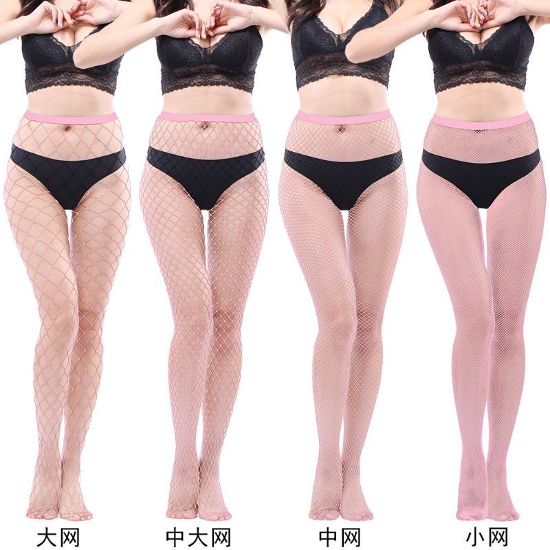 Women Sexy Solid Hollow Out Lace Plus Size Fishnet Long Pantyhose