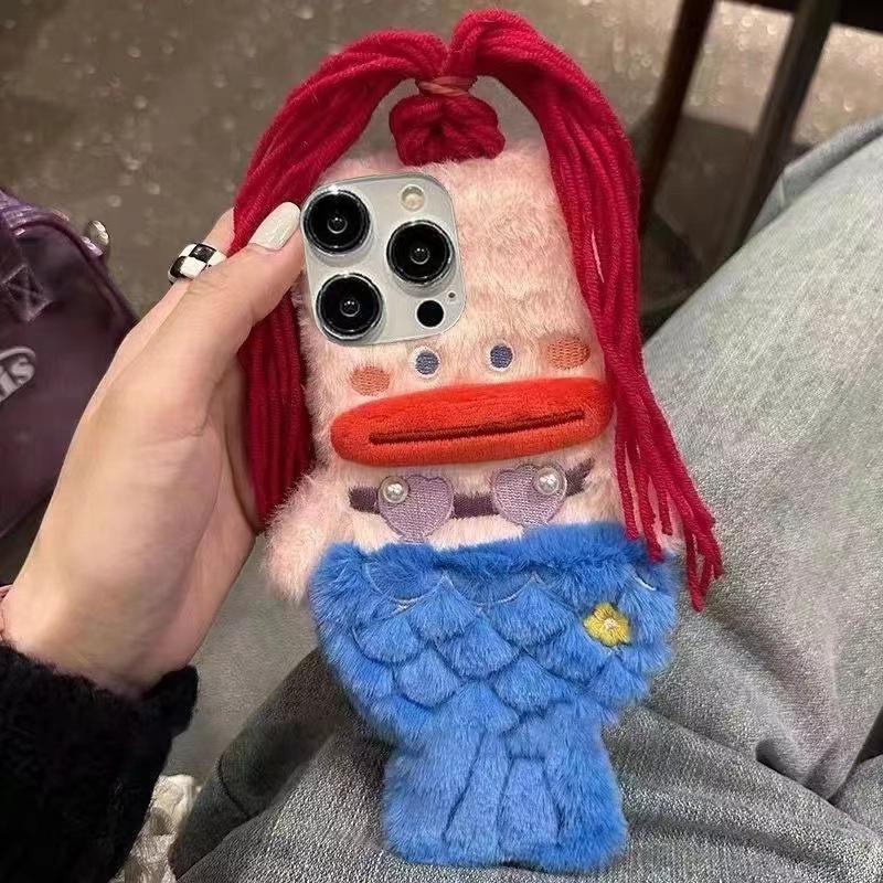 Ins Plush Mermaid for Apple 15 Mobile Phone Case for IPhone16 Cute 14 Cartoon 13/12 Soft Shell 11 Women