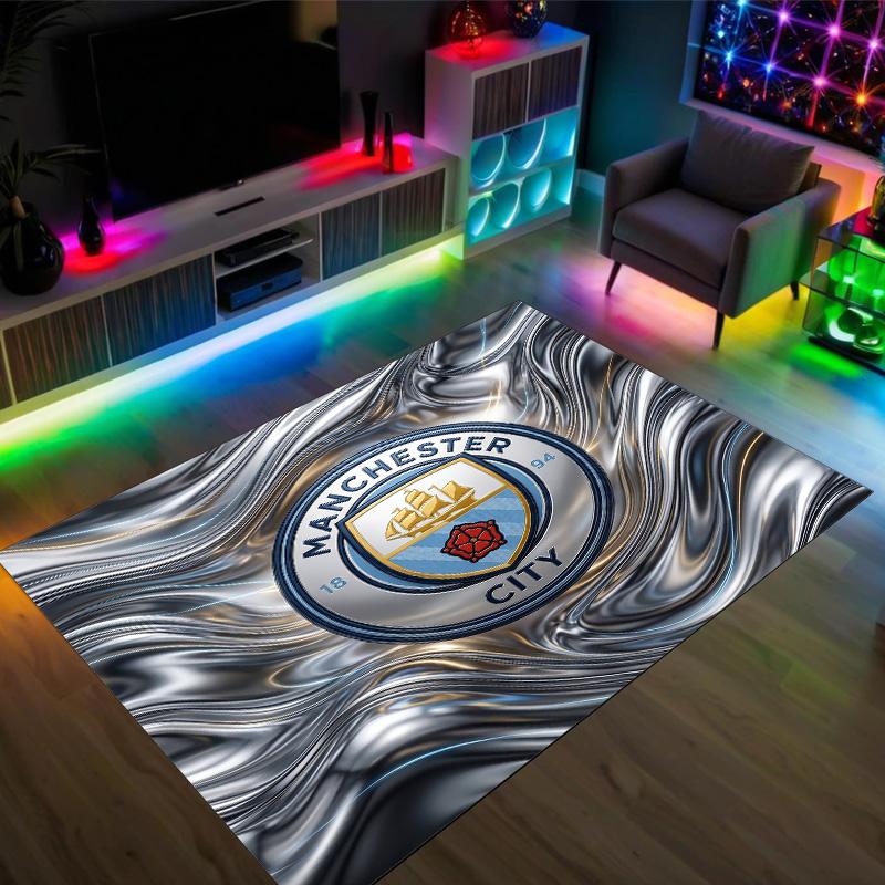 Manchester City Design Crystal Velvet Carpet Cozy Non?Slip Printed Rug For Bedroom Living Room Entrance