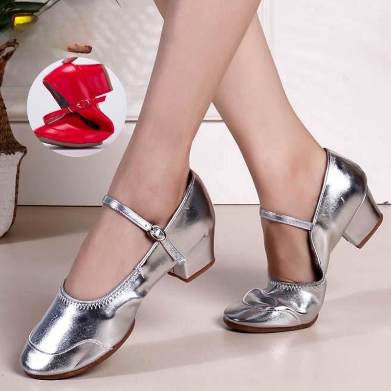 Letnie buty do tańca Damskie buty do tańca kwadratowego Buty do tańca na miękkiej podeszwie Buty do tańca na średnim obcasie Buty do występów na scenie