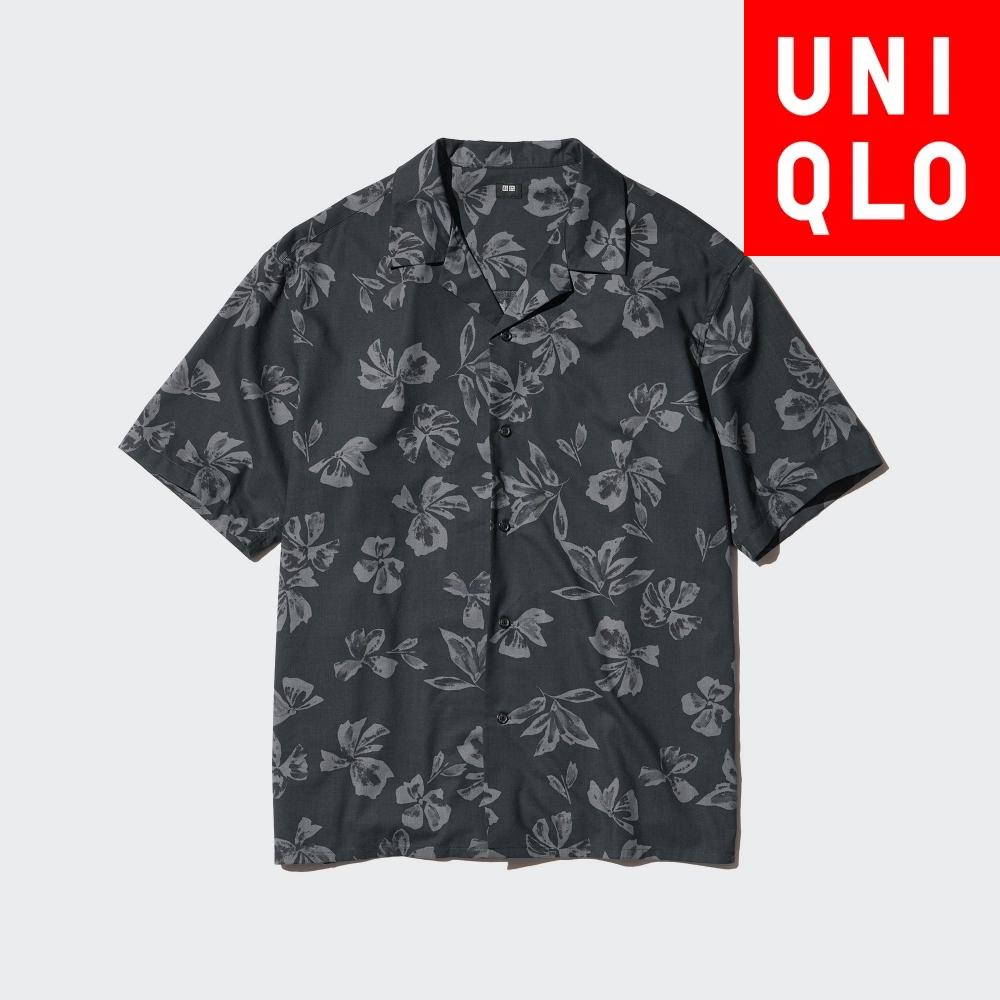 

Рубашка с открытым воротником и принтом UNIQLO, короткий рукав A