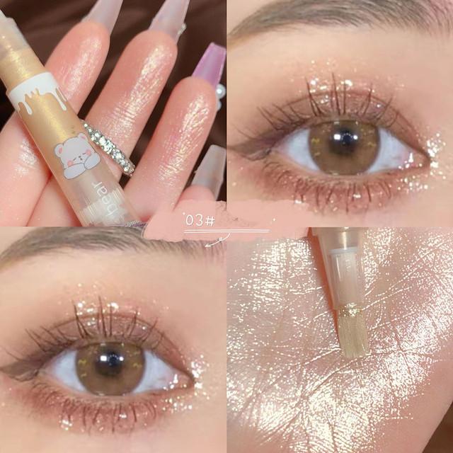 Waterproof Shiny Diamond Highlight Pen, Eye Makeup Highlighter, Waterproof Pearl White Brighten Silkworm Shadow Liquid Eyeliner
