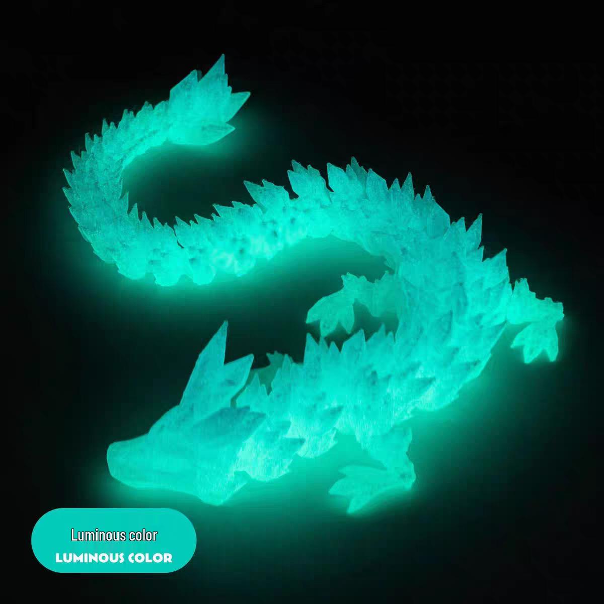 Светящийся 3D-печатный градиентный кристальный дракон: Полностью подвижный, подвижный дракон-самоцвет, настольное украшение 22CM - Export Quality