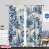 Plane Printing Curtains Digital Printed Blue Landscape Scene Durable Polyester Fabric Without Rod Versatile Set Of 2 Made