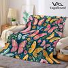 Teal Butterfly Floral Flannel Blanket Warm Soft Halloween Christmas Decorative Couch Warm Cozy All-Season Gift