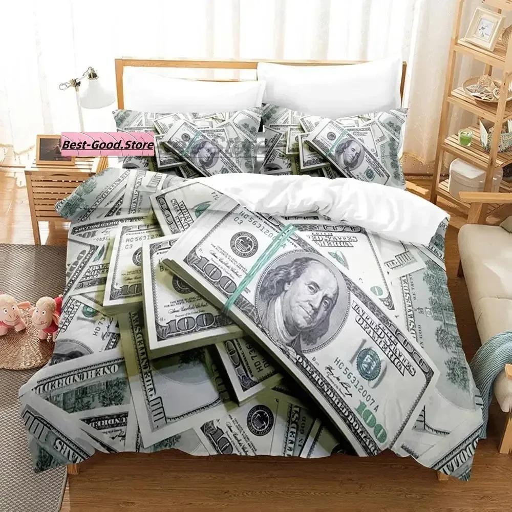 Dolar Beding Set Single Twin Ful Quen King-Sized Dimensionsd Dimensions Bed Linen Set Aldult Kid Bedrom Duvetcover Sets 3D Print Money bed shet set