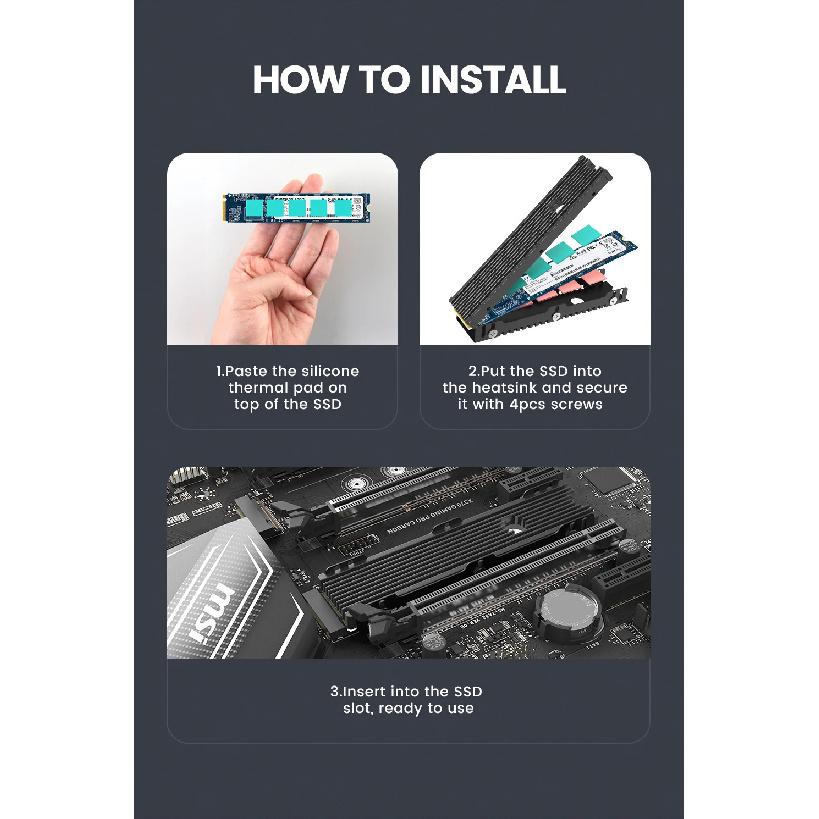 JEYI 22110 SSD Heatsink M.2 NVME Radiator Aluminum Alloy PS5 M.2 PCIE SATA SSD Efficient Radiator with Thermal Silicone pad