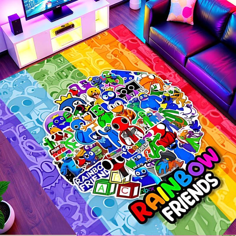 Game Rainbow Friends Print Rug, Washable Floor Carpet, For Entryway Dorm Laundry Room Office Study, Home Decor Birthday Christmas Gift