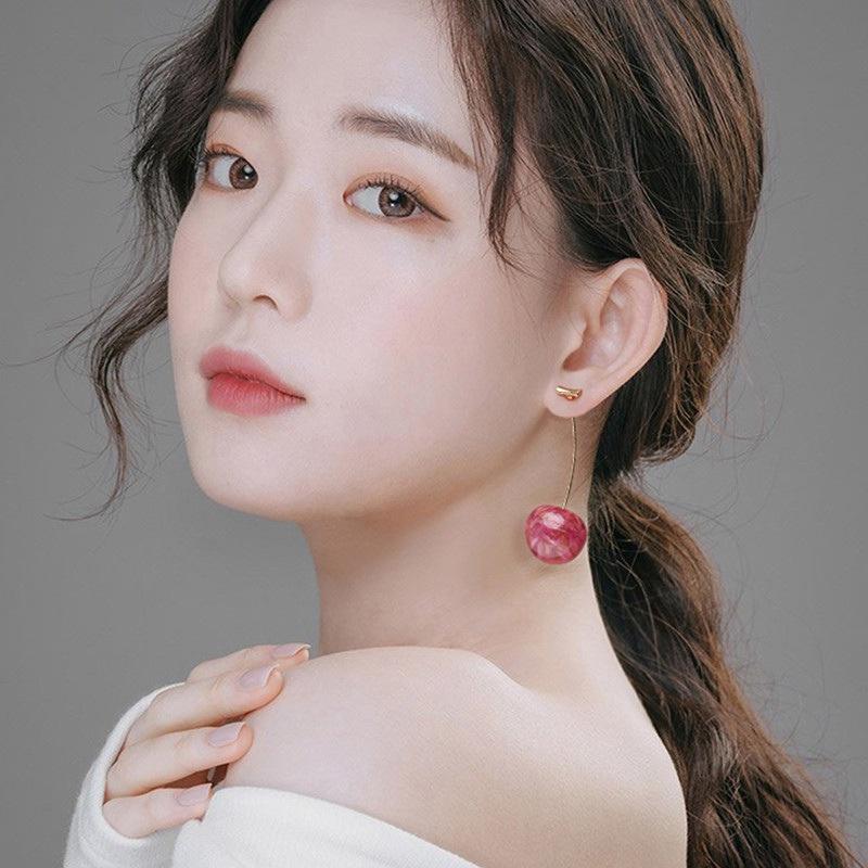 Pinkdudu Cherry Dangle Earrings for Women Sweet Fruit Design Gold Plated Pendant Earrings PD416