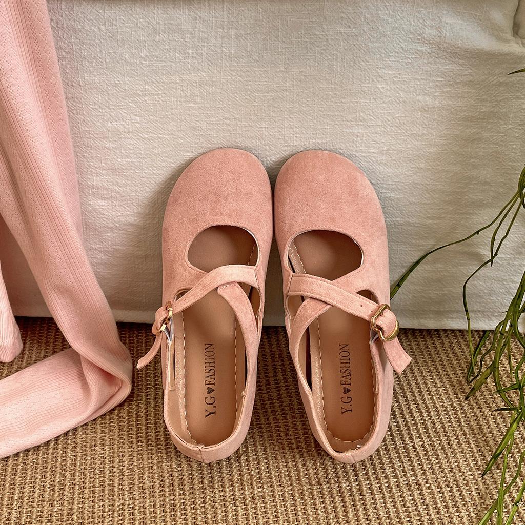 Retro Fairy Wind Yellow Flat Bottom Shallow Mouth Single Shoes Female Summer 2025 New with Skirt Inner Height Increase Mary Jane Shoes