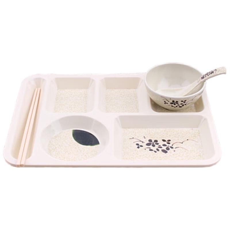 Six-Compartment Melamine Meal Tray Set