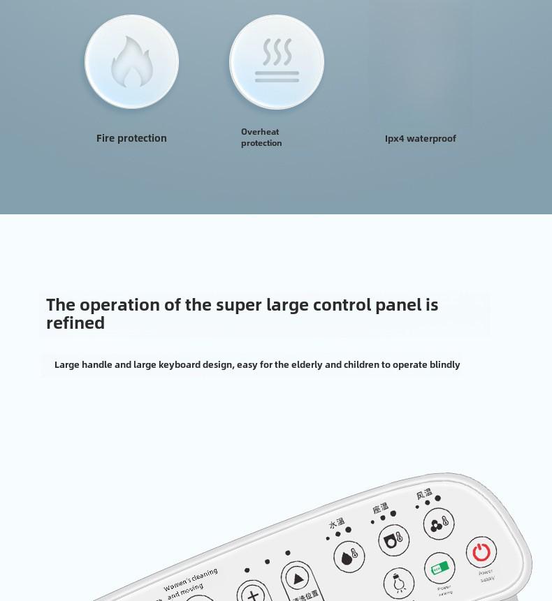 Intelligent Auto-sterilizing Heated Toilet Seat with Washing & Drying Functions