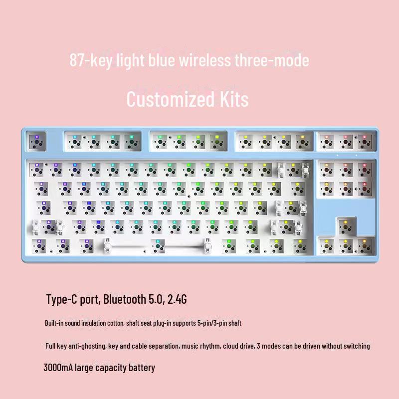 Kit de clavier mécanique sans fil Bluetooth à monter soi-même, RVB, trois modes, 84 à 108 touches