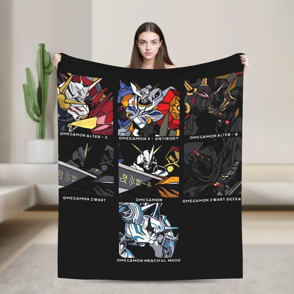 Digimon veemon evoluce Deku Flanelová Zábavná Měkká Přehozová Deku pro Přikrývku Zima