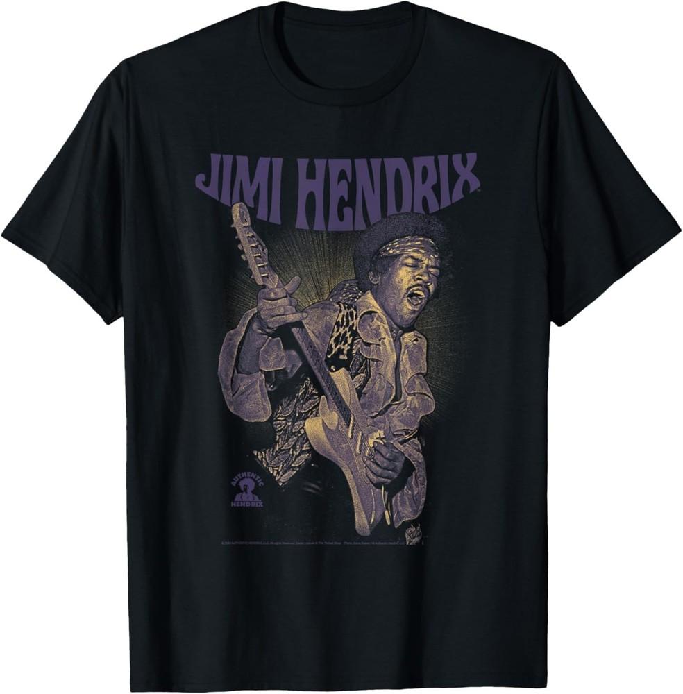 

Jimi Hendrix Playing Guitar Purple Yellow T-Shirt S