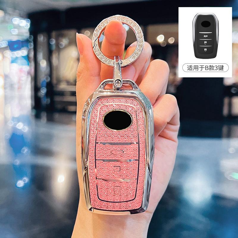 Diamond Pink for Toyota CHR Hilux Fortuner Land Cruiser 200 Camry Corolla Crown RAV4 Highland Remote Car  Key Case Cover Fob Bag