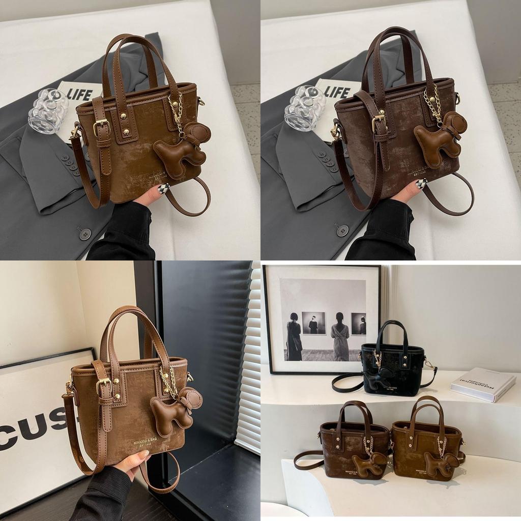 Trendy Pu Shoulder Bag For Women 2023 Autumn Winter Vintage Casual Water Bucket Bag