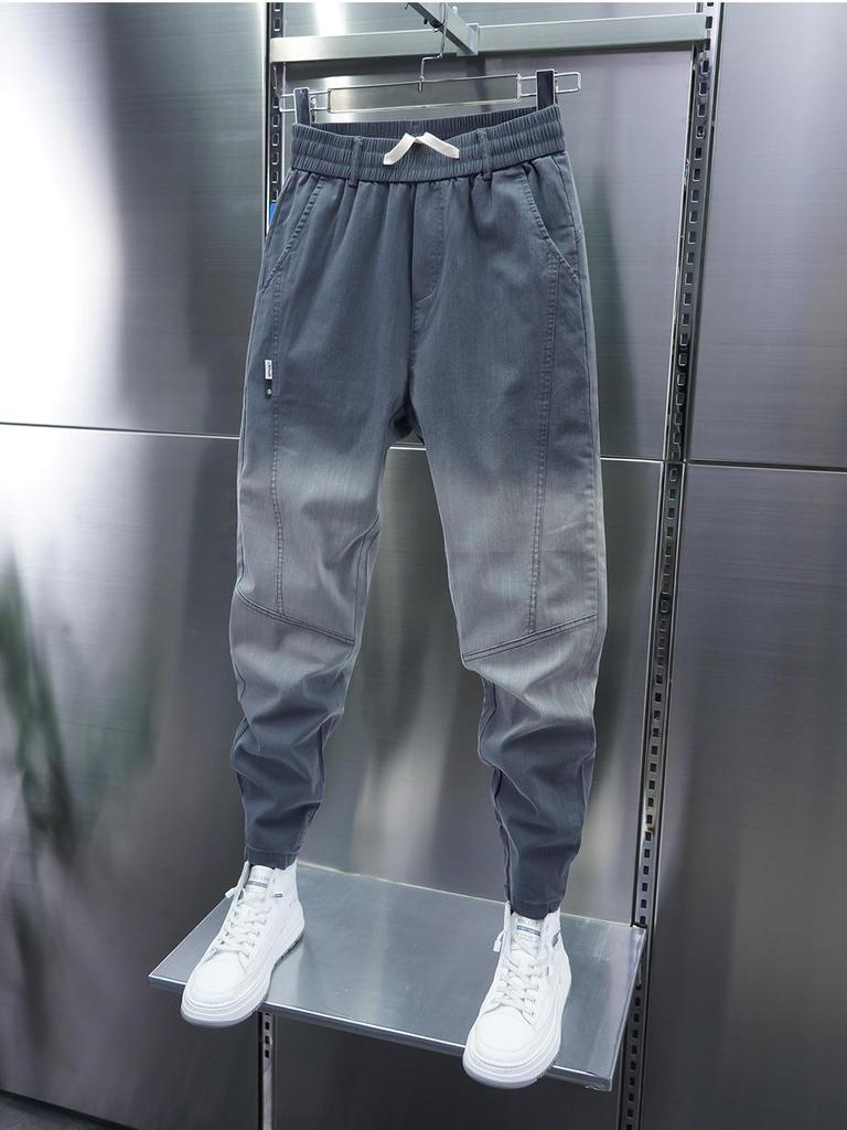 Men's Gradient Stitch Slim Fit Skinny Jeans with Elastic Cuffs