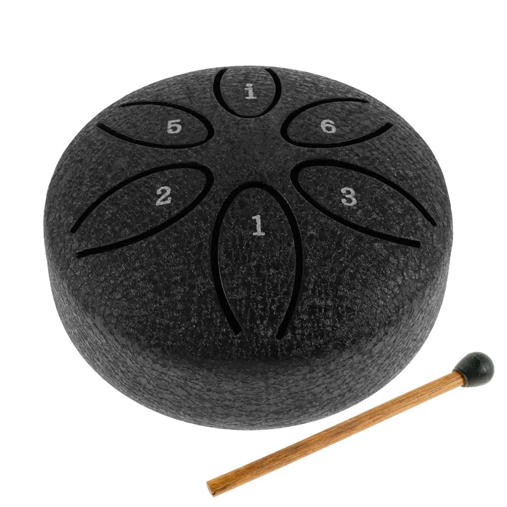 3 Inch 6-Tone Steel Tongue Drum Mini Hand Pan Drums with Drumsticks Percussion Musical Instruments Giftware Drum Accessories