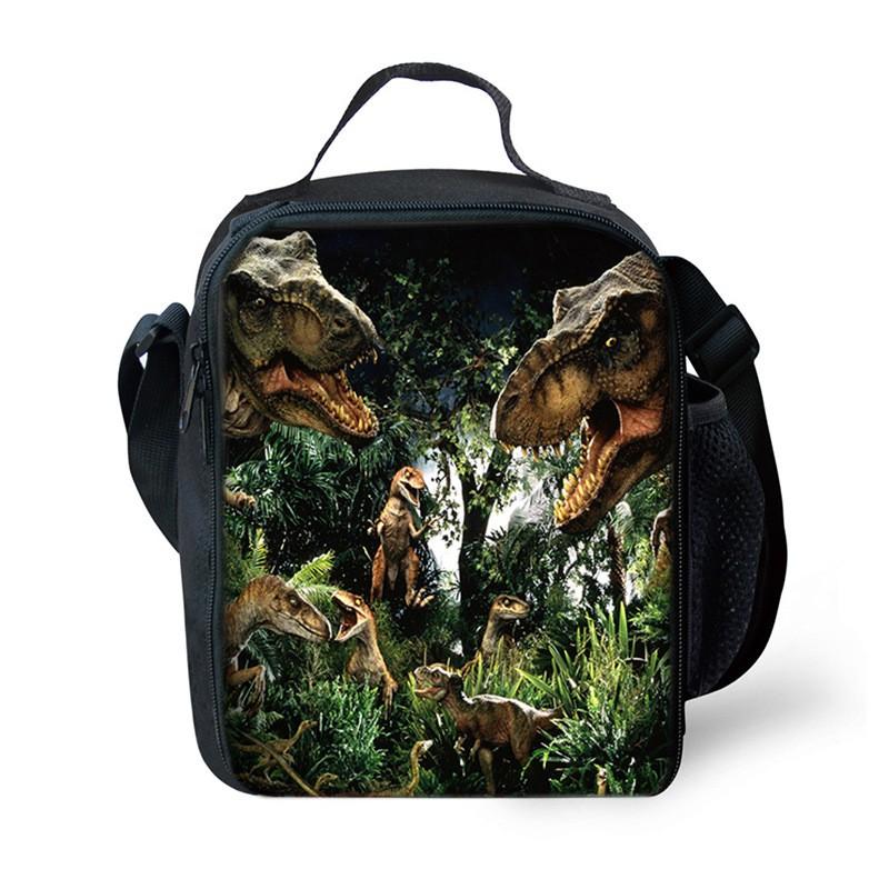 Dinosaur Print DIY Lunch Bag Office Workers School Kids - PVC Insulated Shoulder Cooler