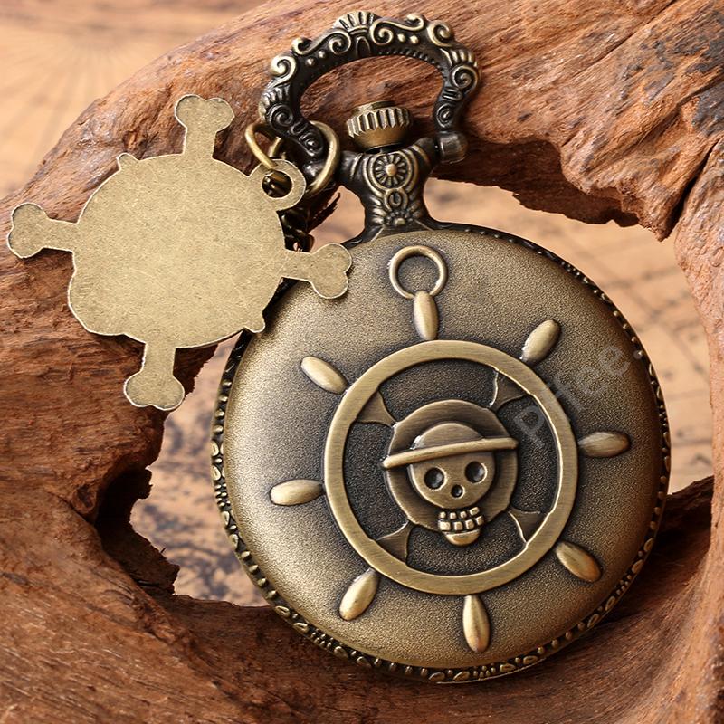 Pffee Vintage Steampunk Skeleton Pocket Watch Skull Man Clock Reloj Antique Quartz Timepiece Anime Gift for Children