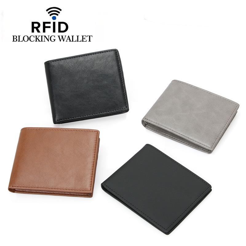 New Anti-Theft Genuine Leather Retro Men's Slim Wallet and Money Clip