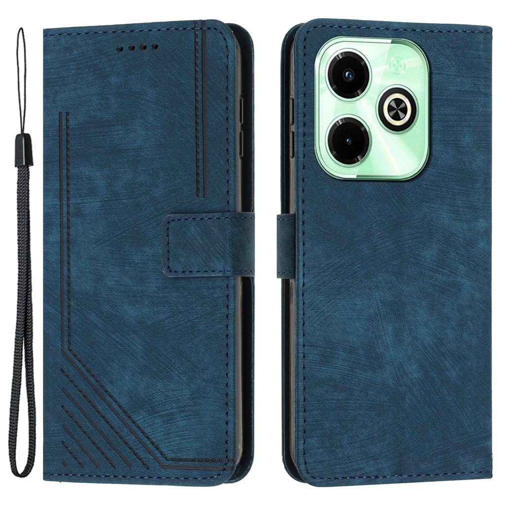 For Infinix Hot 40i Wallet Phone Cover Skin-Friendly Flip Leather Case Imprinted Line