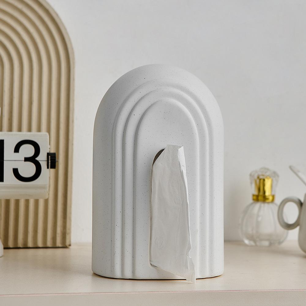 Modern Minimalist Arch Ceramic Wave Tissue Box Standing Paper Holder Dining Table Living Room Decor