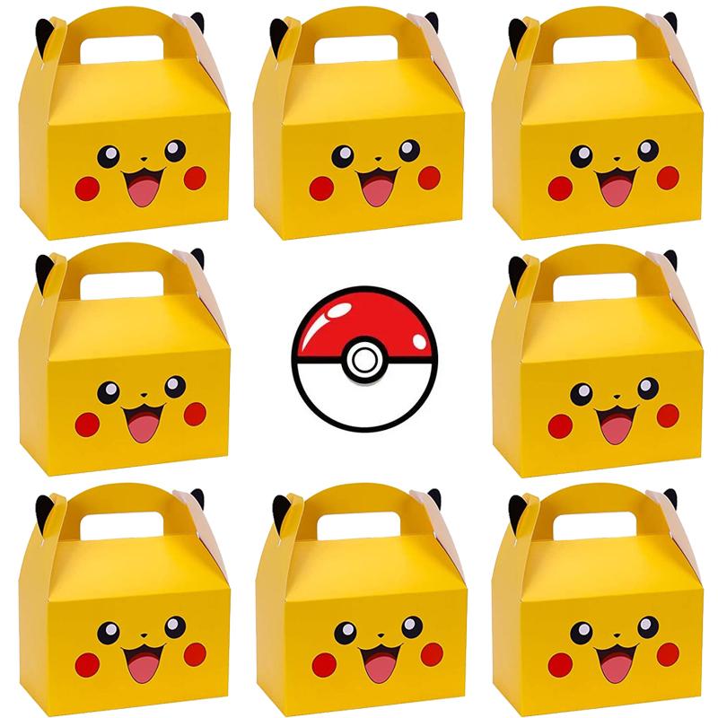 

Pokemon Party Favors Birthday Party Decorations Pikachu Paper Gift Bags Handle Candy Box Baby Shower For Kids Supplies Gifts 8 pieces