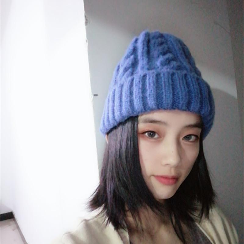 Korean Version Ins Simple Solid Color Twisted Wool Hat Autumn and Winter Warm Hat for Women Knitted Hat Trendy Versatile Men