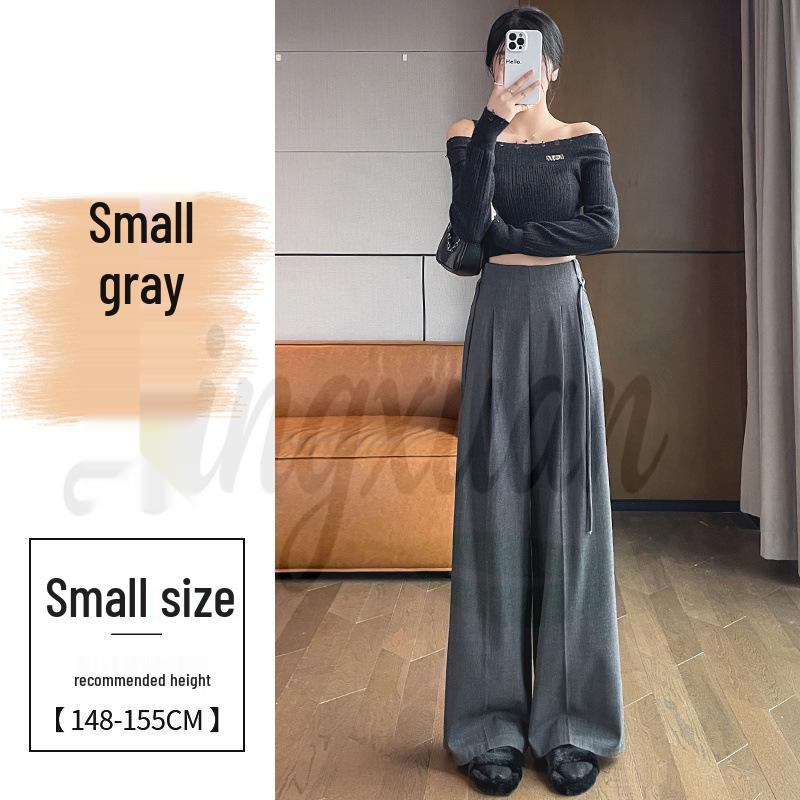 Autumn 2026 High Waist Woolen Wide-Leg Straight-Leg Floor-Length Women s Pants S