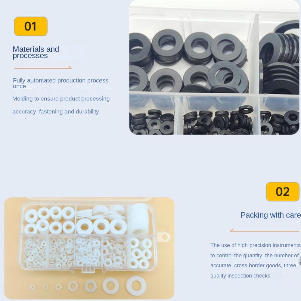 500Pcs/Box Insulation Gaskets Nylon Gasket M2-M10 Flat Washers Wear-resisting Insulation Spacers