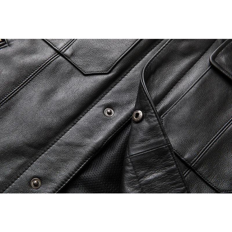 Chinesische Größe Motorrad Biker Lederweste Männer Echtes Kuhleder Ärmellose Jacken 100% ECHT Rindsleder Stehkragen Weste Outwear