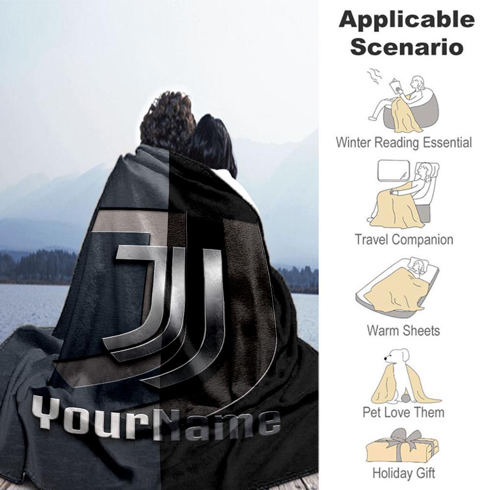 Juventus Personalized Name Blanket Multi-purpose Personalized Blanket Soft Warm Cozy Versatile for Office Chair Home Decor Bed Bedding
