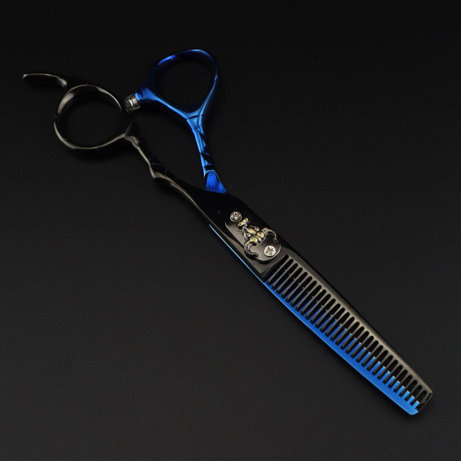 

Профессиональные стальные 6-дюймовые ножницы для стрижки волос с бычьей головкой, филировочные ножницы для парикмахера, парикмахерские ножницы B синий