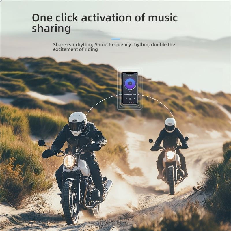 Bluetooth 6.0 Helmet Headphone, Dual Person Intercom Group Talk Noise Reduction for Motorcycle