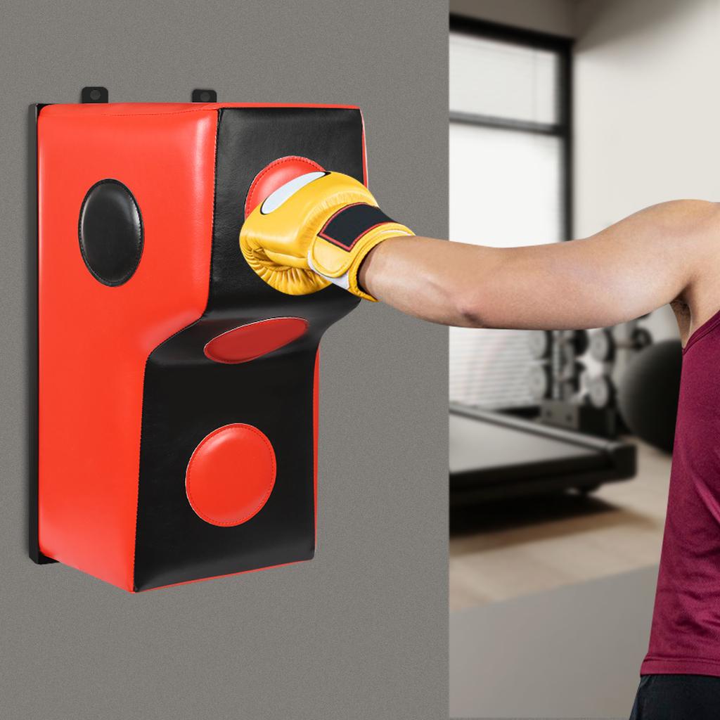 Wall Mount PU Punching Bag,Red Black Rectangular Uppercut Boxing Bag 40*30*70cm for Beginners and Professionals