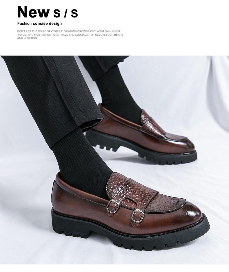 Men's Summer Slip-On Leather Loafers - Casual, Thick Sole, Height-Boosting Moccasins