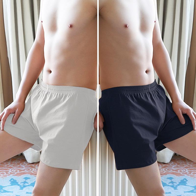 Men's Pure Cotton Loose Boxer Briefs - Summer Solid Color Trendy Four-Cornered Underwear