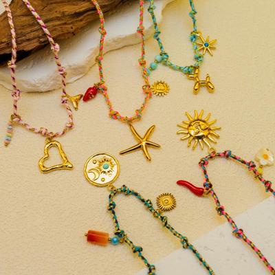 Europäisches & Amerikanisches Design Dopamin-Farb-Seil-Halskette mit Anhänger der Meeres-Serie