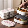 Double-layer Cherry Blossom Lunch Box for Kids Compartmented Meal Prep Food Storage Containers Portable Sealed Bento Lunchbox