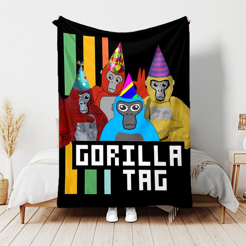 1pc Blanket Gorilla Tag Print Design, Lightweight Blanket for Sofa, Bed- Soft &Warm, Gift for All Seasons like Christmas, Halloween