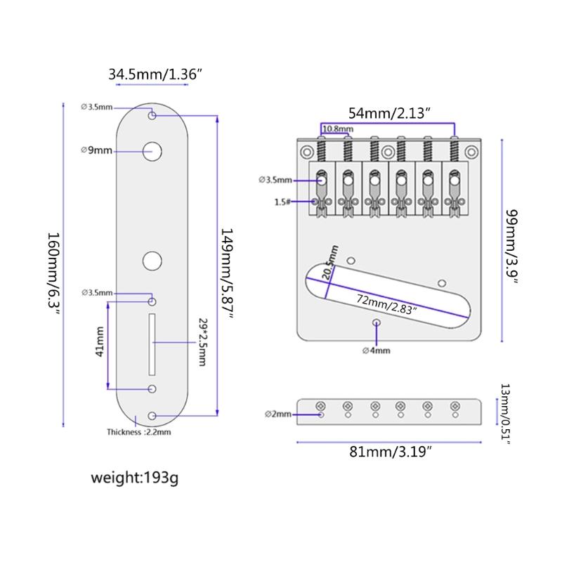 Vintage Carved Pattern Guitar Roller 6-Saddle Bridge and 3-Way Switch Control Plate Set for 6 String Electric Guitars