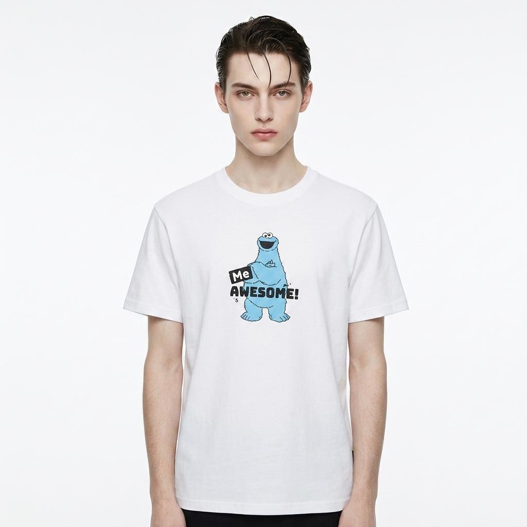 Sesame Street Streetwear Tee  Unisex Elmo Big Bird Print M белый